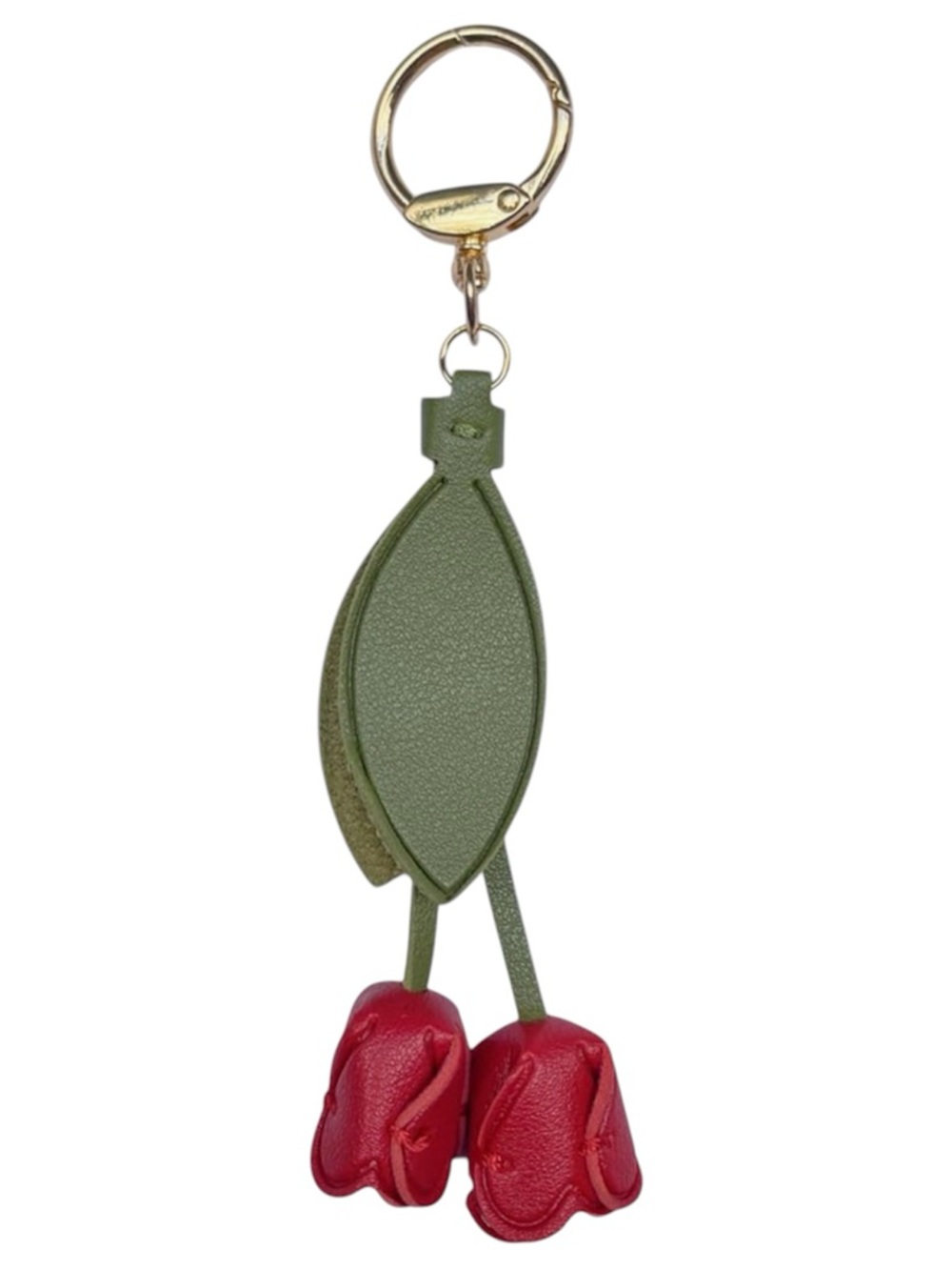 NEW Green and Red Leather Tulips Keychain Bag Charm